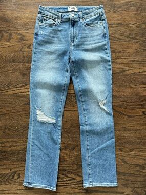 PAIGE Cindy Straight Leg Jeans Speak Easy Destructed Distressed High Rise